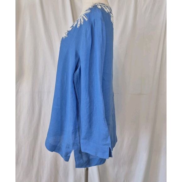 Lilly Pulitzer Womens Solid Blue 100% Linen Amelia Island Tunic Top XL - Picture 4 of 6